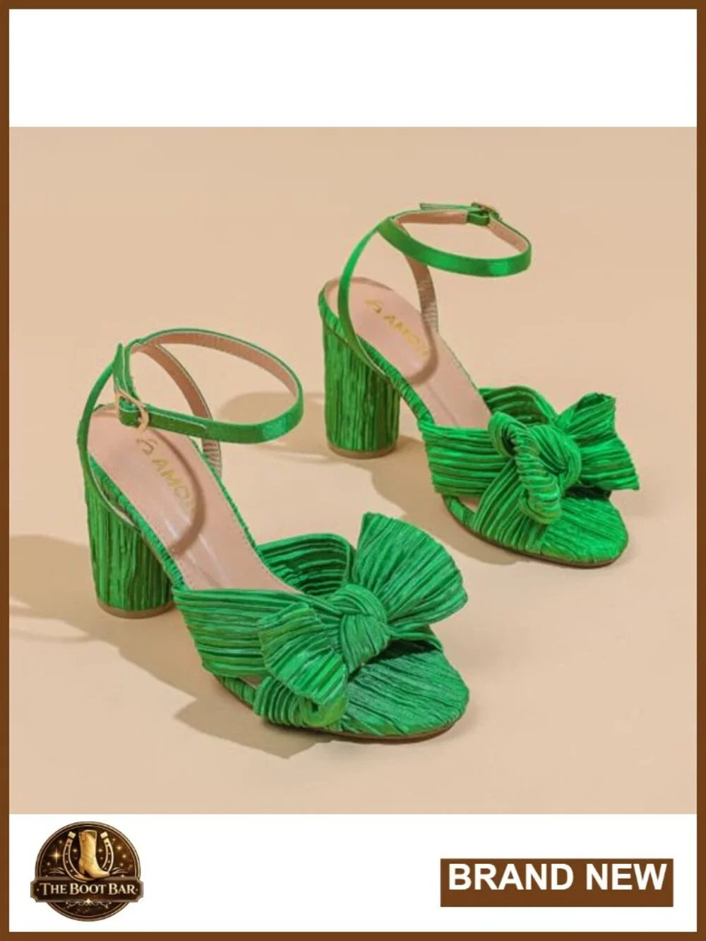 Women's Satin Block Heeled Sandals Ankle Strap Bowknot Pleated Formal Party
